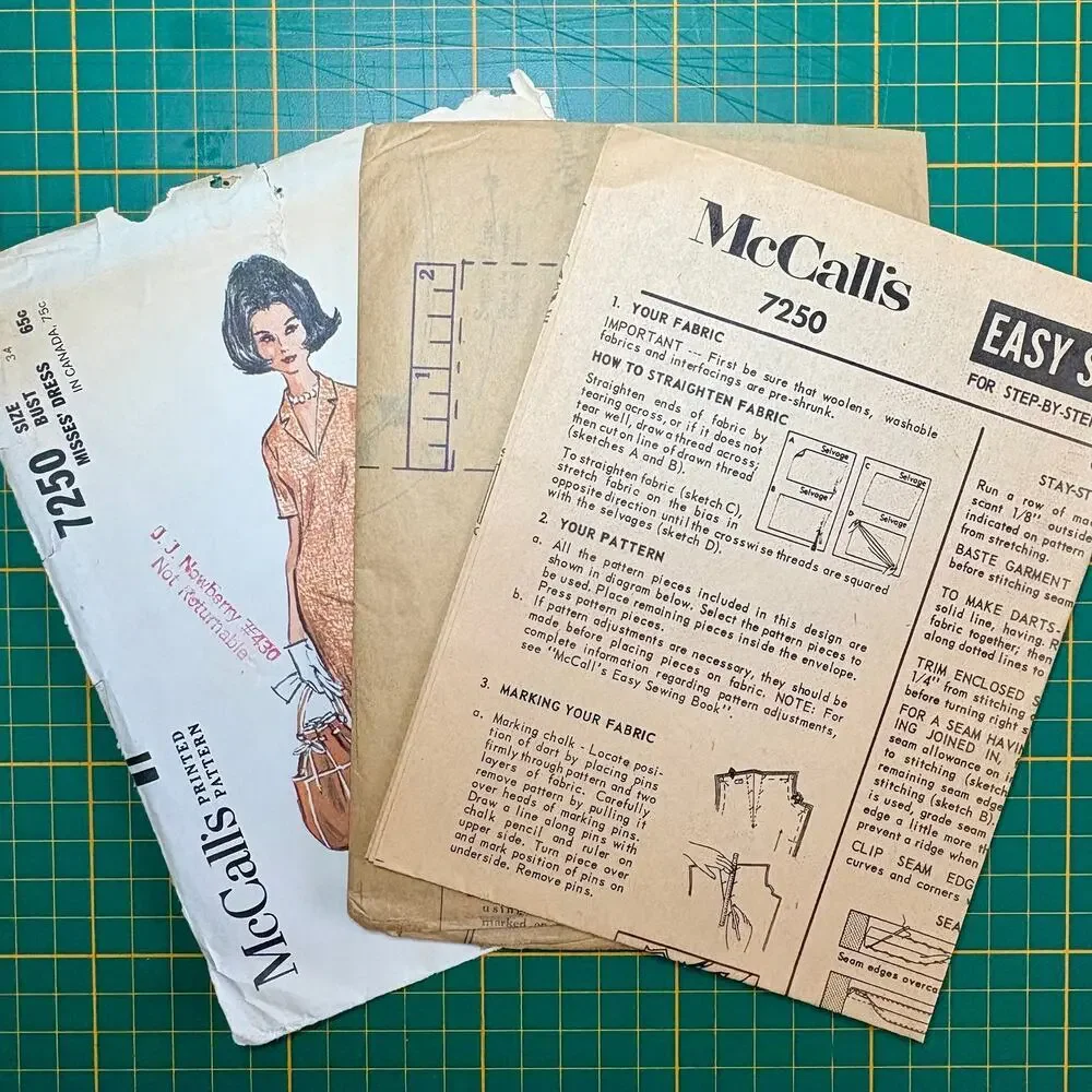 Vintage McCall's 7250 Sewing Pattern Size 14 Bust 34 Dress 1964 Uncut FF